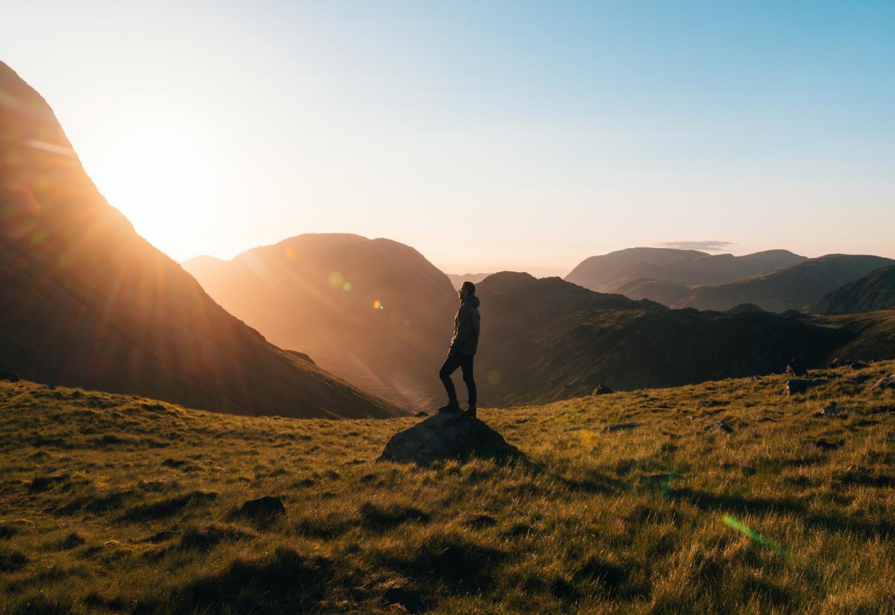 Hiking at sunrise