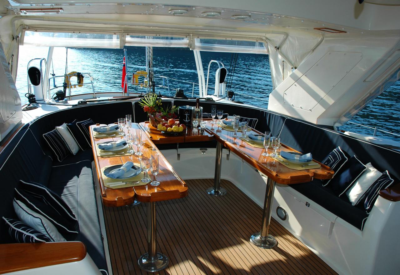 Dining aboard a boat
