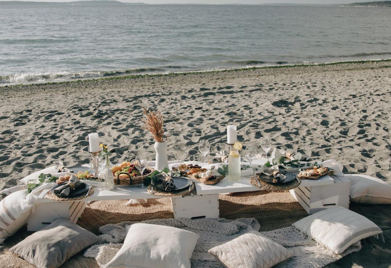 Bohemian picnic on the beach